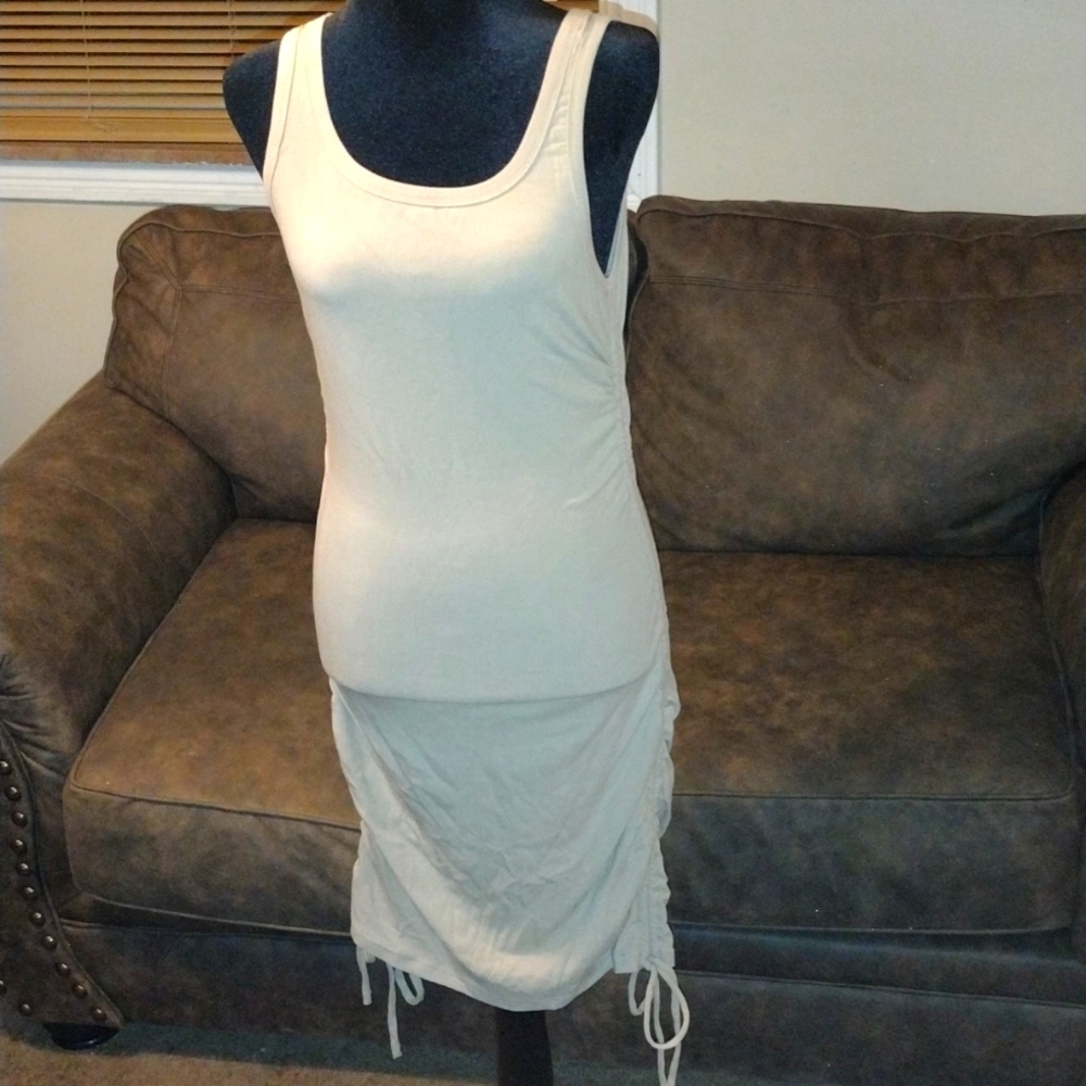 Ribbed Tank Dress in a light tan Color Size Large
